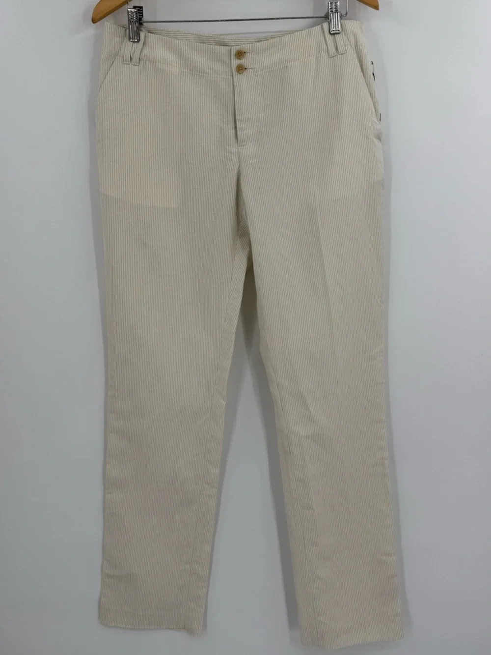 ✦NWT Banana Republic Ryan Fit Pinstripe Silk Linen Trousers | Cream | 10